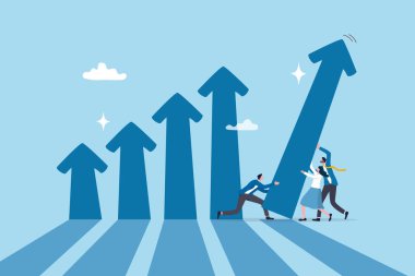 İş büyümesine, takım başarısına veya performansının artmasına, gelişmesine veya büyümesine, kariyer büyümesine veya konsepte ulaşma çabalarına yardımcı olmak için takım çalışması, iş adamları takımı büyüme grafiği grafiğinin oluşturulmasına yardım eder.