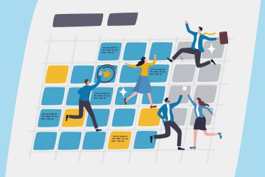 Takvim planı veya ofis randevusu, toplantı gündemi, profesyonel proje takvimi, planlayıcı veya program, olay anımsatıcı, tarih veya son tarih kavramı, iş adamları takviminde yer alan.