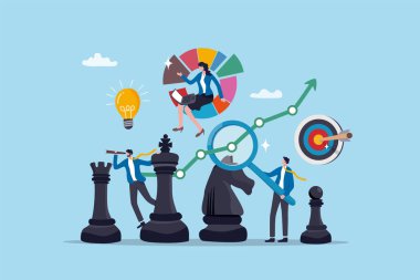 Strateji yönetimi, başarı planlama veya çözüm geliştirme, iş geliştirme veya büyüme analizi, istihbarat içgörü bilgisi, iş adamları strateji yönetimi satranç taşlarının analizine yardım eder.