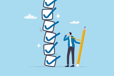 Tam kontrol listesi, doğru veya onaylı görev listesi, verimlilik veya verimlilik uyumluluğu, mükemmel tamamlanma veya görev tamamlanma konsepti, iş adamı kalemi tamamlanmış listedeki tüm görevler tamamlanacak.