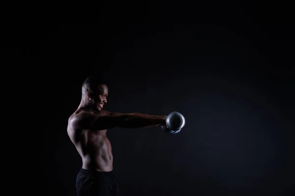 Jeune Africain Musclé Construire Homme Debout Topless Silhouette Isolé Sur — Photo
