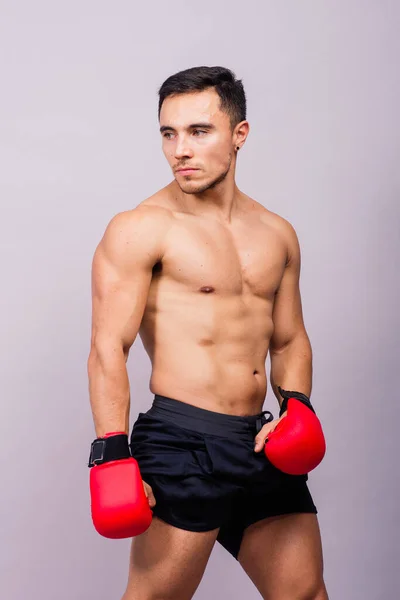 Entrenamiento Joven Boxeador Con Guantes Boxeo Para Una Competición Prepararse — Foto de Stock