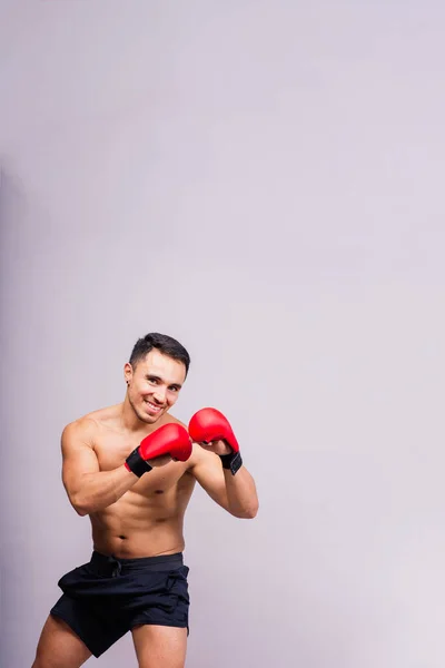 Boxing Gloves Man Training Sports Fight Challenge Mma Competition Studio — Stock Photo, Image