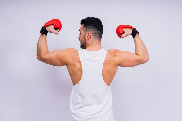 Young Caucasian Handsome Man Isolated White Background Boxing Gloves — 스톡 사진