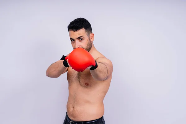 Young Caucasian Handsome Man Isolated White Background Boxing Gloves — ストック写真
