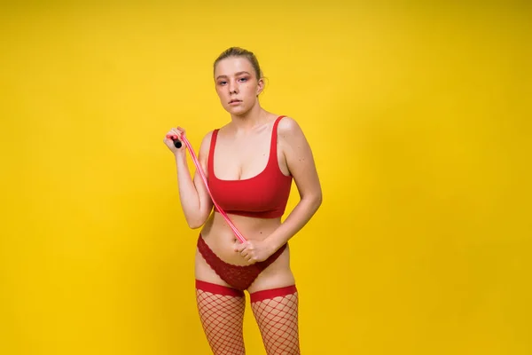 Perfecte Vrouw Sexy Lichaam Een Lingerie Studio Gezonde Levensstijl Dieet — Stockfoto