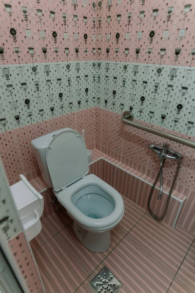 Hastanedeki Klinikteki Yeni Temizlenmiş Engelli Tuvaletinin Görüntüsü — Stok fotoğraf