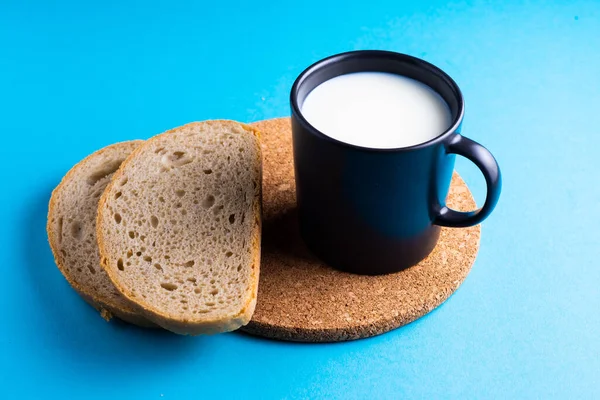 Wheat Bread Breakfast Milk Morning Croissant Plate —  Fotos de Stock