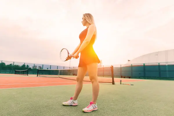 Tennisturnering Kvinnlig Spelare Lera Tennisbana — Stockfoto