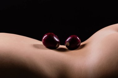 Close up of a woman back with laying onion, low key clipart