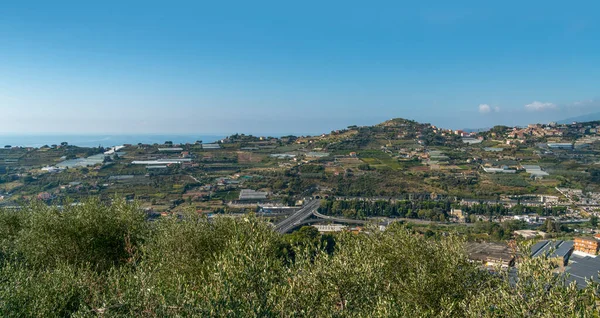 Magas Látószögű Kilátás Körül Bussana Vecchia Egykori Szellemváros Liguria Régió — Stock Fotó