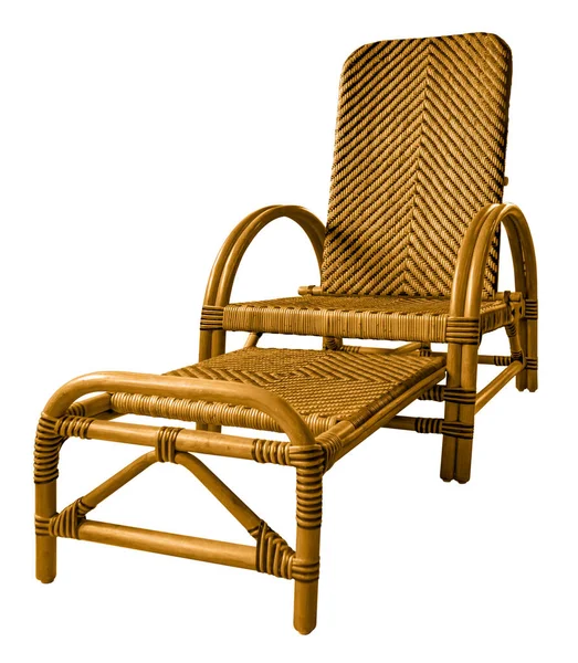 Cadeira Vime Com Almofada Isolada Nas Costas Brancas — Fotografia de Stock