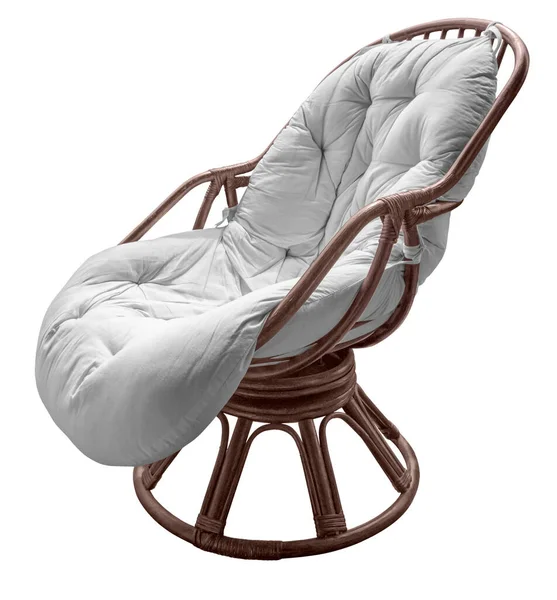 Arkası Beyaz Yastıklı Hasır Sandalye — Stok fotoğraf