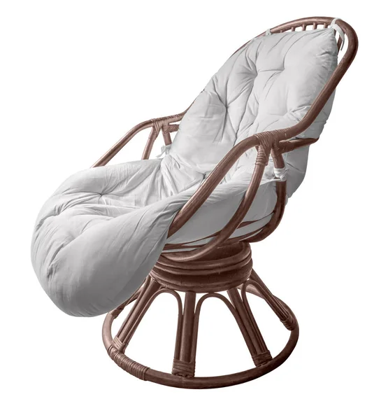 Arkası Beyaz Yastıklı Hasır Sandalye — Stok fotoğraf