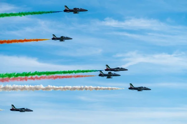 Air Show Frecce Tricolori Aerobatic Team Italian Air Force Colored — Stock Photo, Image