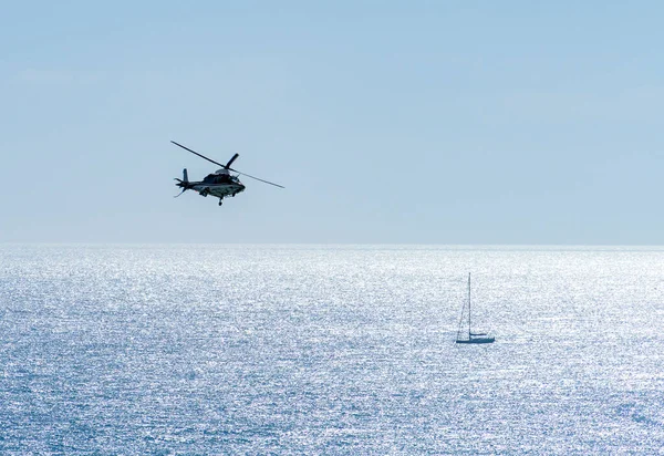 Helicopter Flying Open Sea Seen Italy — Stock Photo, Image