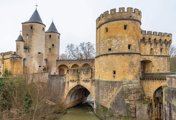 Zamek Mostowy Brama Miejska Nazwie Brama Niemców Metz Mieście Regionie — Zdjęcie stockowe