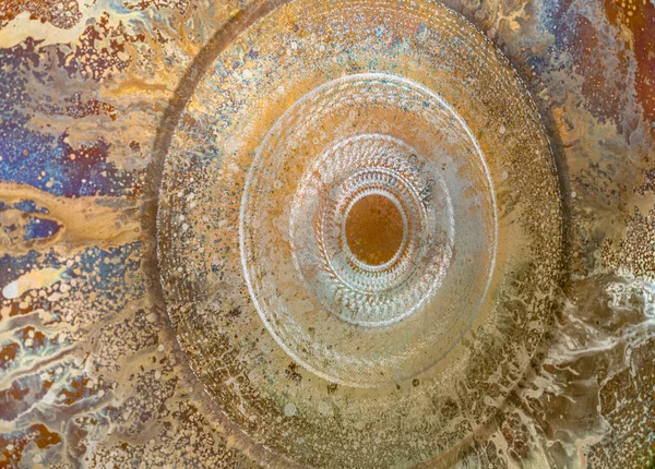 Quadro Completo Abstrato Closeup Tiro Colorido Metálico Asiático Gong — Fotografia de Stock