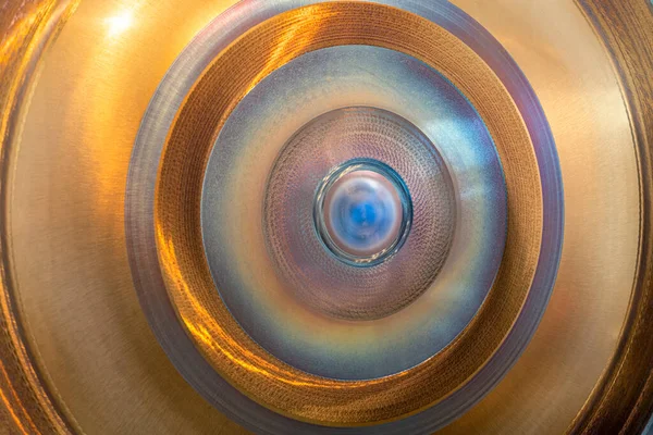 Full Frame Abstrakt Närbild Skott Färgglad Metallisk Asiatisk Gong — Stockfoto