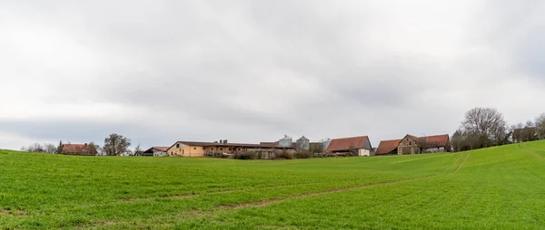 Pequeño Pueblo Rural Con Granjas Edificios Agrícolas Sur Alemania Principios — Foto de Stock