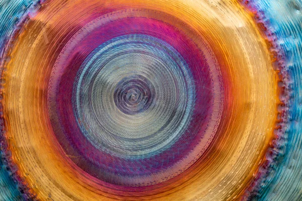 Full Frame Abstract Closeup Shot Colorful Metallic Asian Gong Stock Image