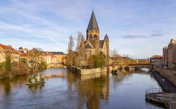 Scenery Evening Time Temple Neuf Protestant Church Metz Located France — Stock Photo, Image