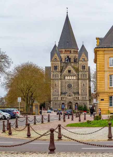 Landschap Rond Tempel Neuf Een Protestantse Kerk Metz Gelegen Frankrijk — Stockfoto