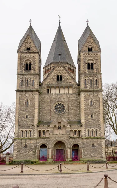 Fotografia Frontal Templo Neuf Uma Igreja Protestante Metz Localizada França — Fotografia de Stock