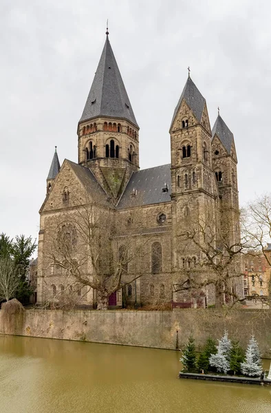 Landschaft Rund Den Tempel Neuf Eine Protestantische Kirche Metz Frankreich — Stockfoto
