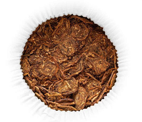 Closeup Shot Rolled Pipe Tobacco Flakes Seen — Stock Photo, Image