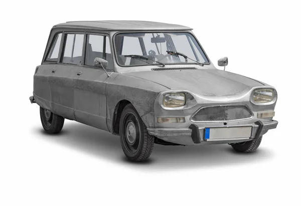Rundown Γαλλική Vintage Αυτοκίνητο Που Απομονώνονται Λευκό Πίσω Σκιά — Φωτογραφία Αρχείου