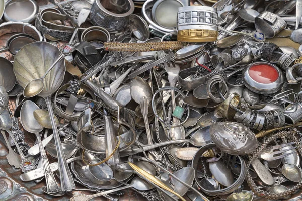 Çoğu Gümüş Metalik Mücevher Çatal Bıçak Kullanılmış — Stok fotoğraf