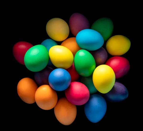 Detail Shot Some Colorful Easter Eggs Black Back — Stock Photo, Image