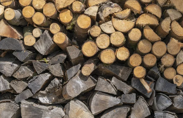 Pełen Kadr Ujęcia Starego Nowego Drewna Opałowego — Zdjęcie stockowe