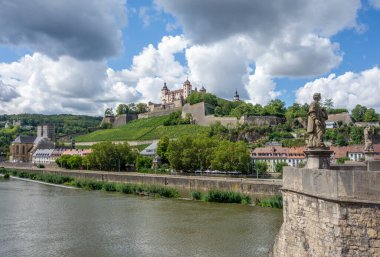 The Marienberg Fortress in Wuerzburg, a city in the Franconia region of bavaria in Germany at summer time clipart