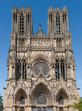 West facade of the Reims Cathedral in Reims, the most populous city in the French department of Marne clipart