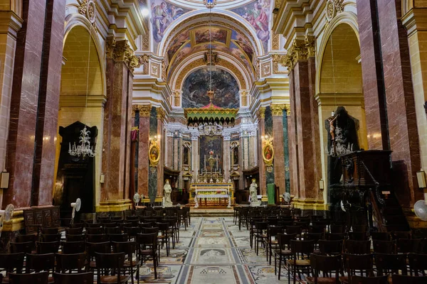 Nave Principal Altar Catedral San Pablo Mdina Malta — Foto de Stock