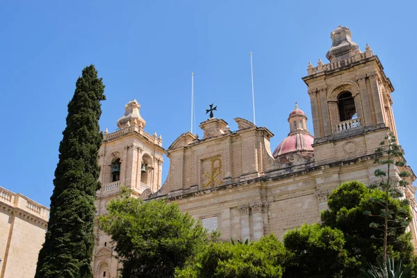 Glockentürme Der Stiftskirche Laurentius Vittoriosa Malta — Stockfoto