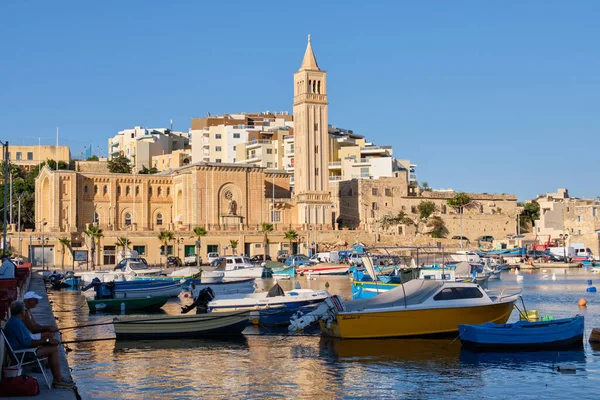 View Harbour Anne Church Marsaskala Malta — Stock Photo, Image