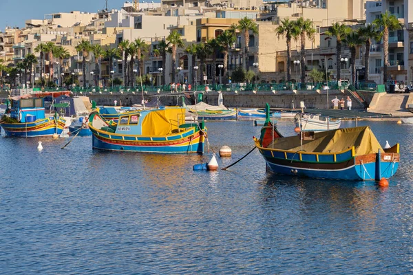 Colourful Traditional Maltese Fishing Boats Harbour Marsaskala Malta — Stock Photo, Image