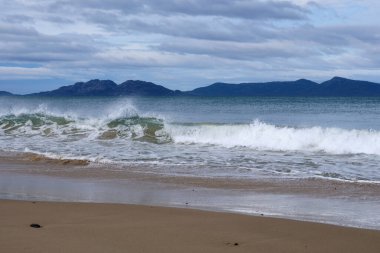 Swansea, Tazmanya, Avustralya gibi sığ bir beac üzerinde deniz sıçraması