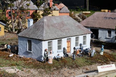 Eski Hobart kasabasının 1820 'lerdeki minyatür yeniden yaratılışı Richmond, Tazmanya, Avustralya