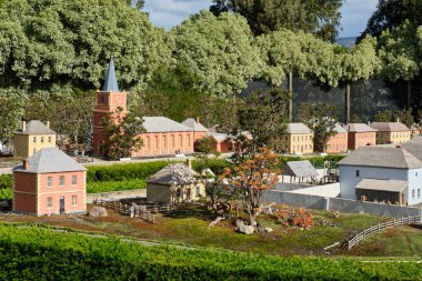 Eski Hobart kasabasının 1820 'lerdeki minyatür yeniden yaratılışı Richmond, Tazmanya, Avustralya