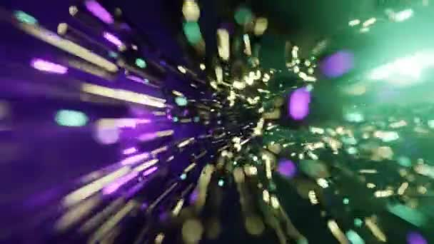 Sci Tunel Zelenými Fialovými Neonovými Světly Abstraktní High Tech Tunel — Stock video