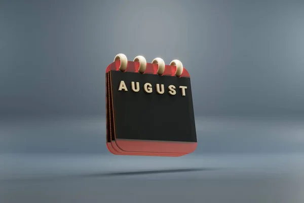Standing Black Red Month Lined Desk Calendar Date August Modern — стокове фото