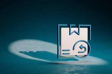 Beautiful abstract illustrations Delivery Returns symbol icon on a dark blue background. 3d rendering illustration. Background pattern for design. Online Shopping.	