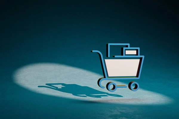 Beautiful Abstract Illustrations Shopping Cart Symbol Icon Dark Blue Background — Fotografia de Stock