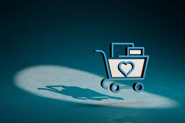 Beautiful Abstract Illustrations Cart Heart Symbol Icon Dark Blue Background — Fotografia de Stock