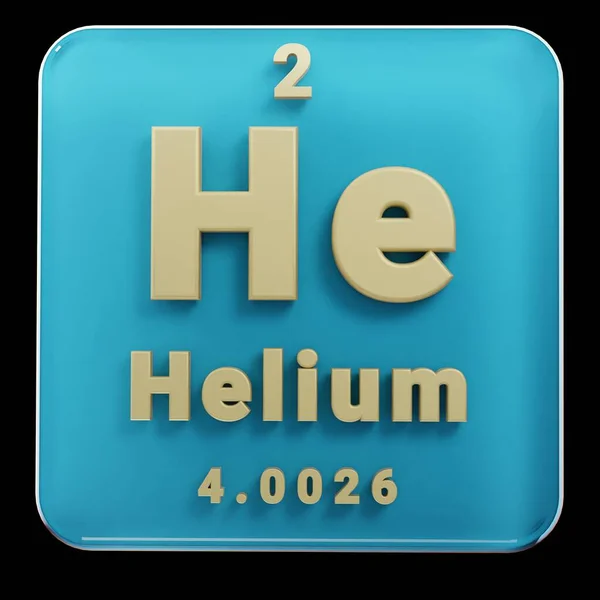 美しい抽象的なイラスト立っ黒と赤のヘリウム彼2周期表の要素 黄金の要素とモダンなデザイン 3Dレンダリングイラスト 青灰色の背景 — ストック写真