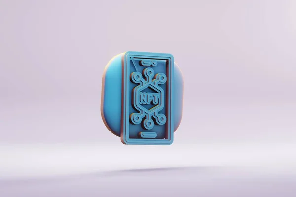 Красиві Ілюстрації Абстрактний Синій Символ Nft Смартфона Яскравому Фоні Ілюстрація — стокове фото